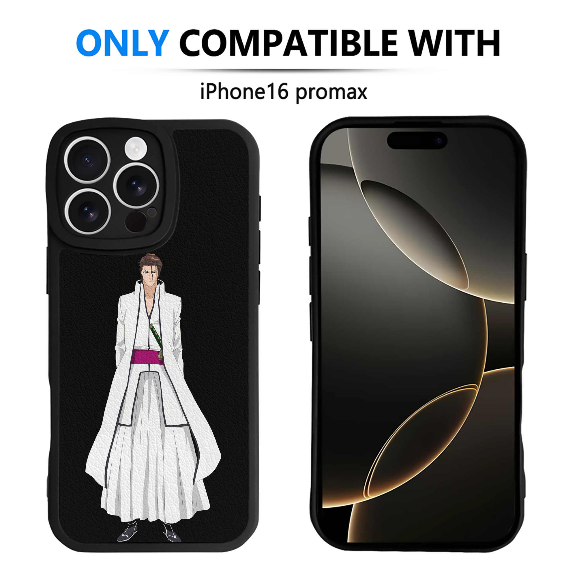 （画像用） ブリーチ 藍染 惣右介（あいぜん そうすけ） BLEACH Aizen Sousuke 【iPhone 16シリーズ対応】シリコンスマホケース（レザー調） 材質：シリコン